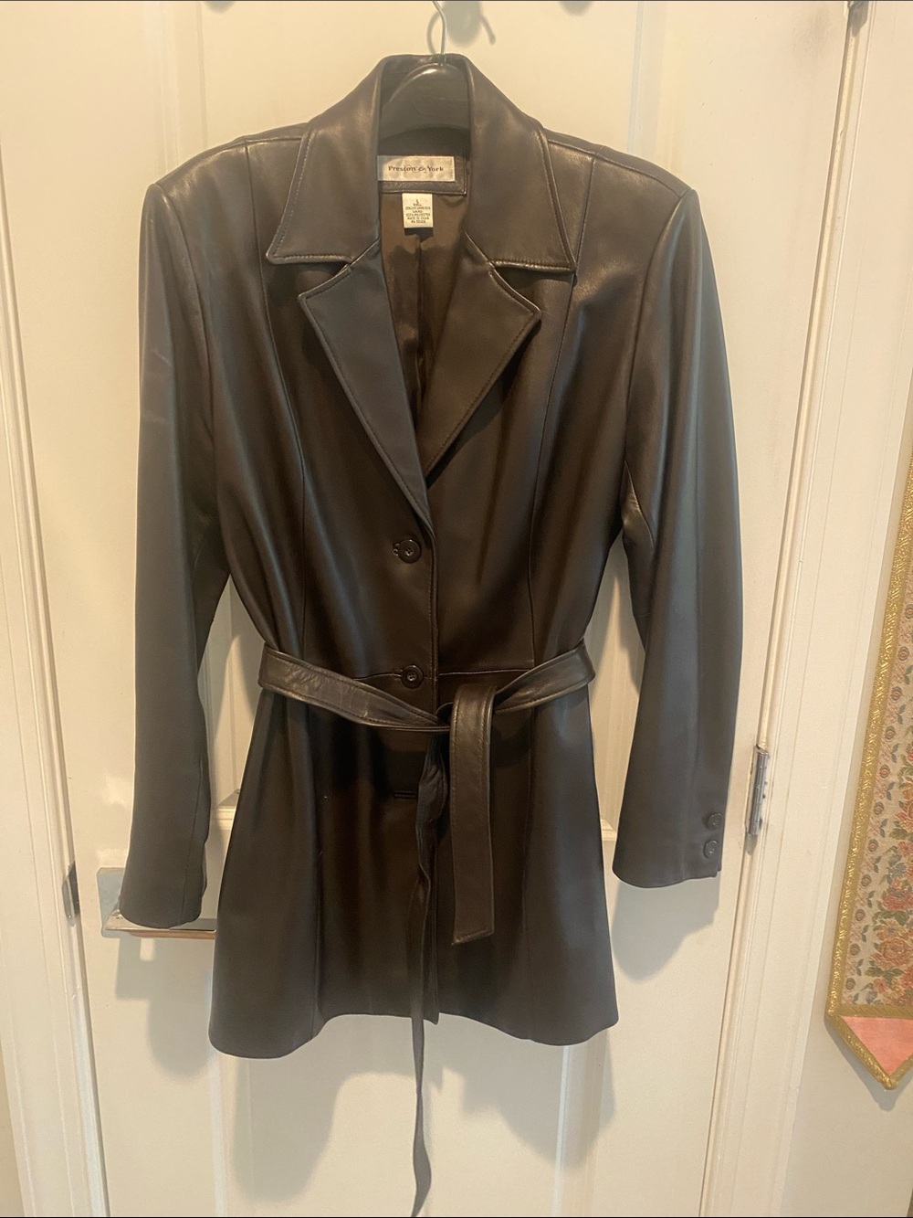 Preston & York dark brown  Leather Trench Coat